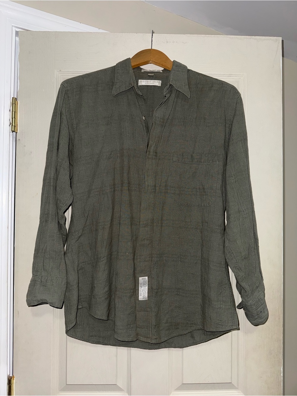 Geoffrey Beene Men's Olive Button-Down Long Sleeve Shirt